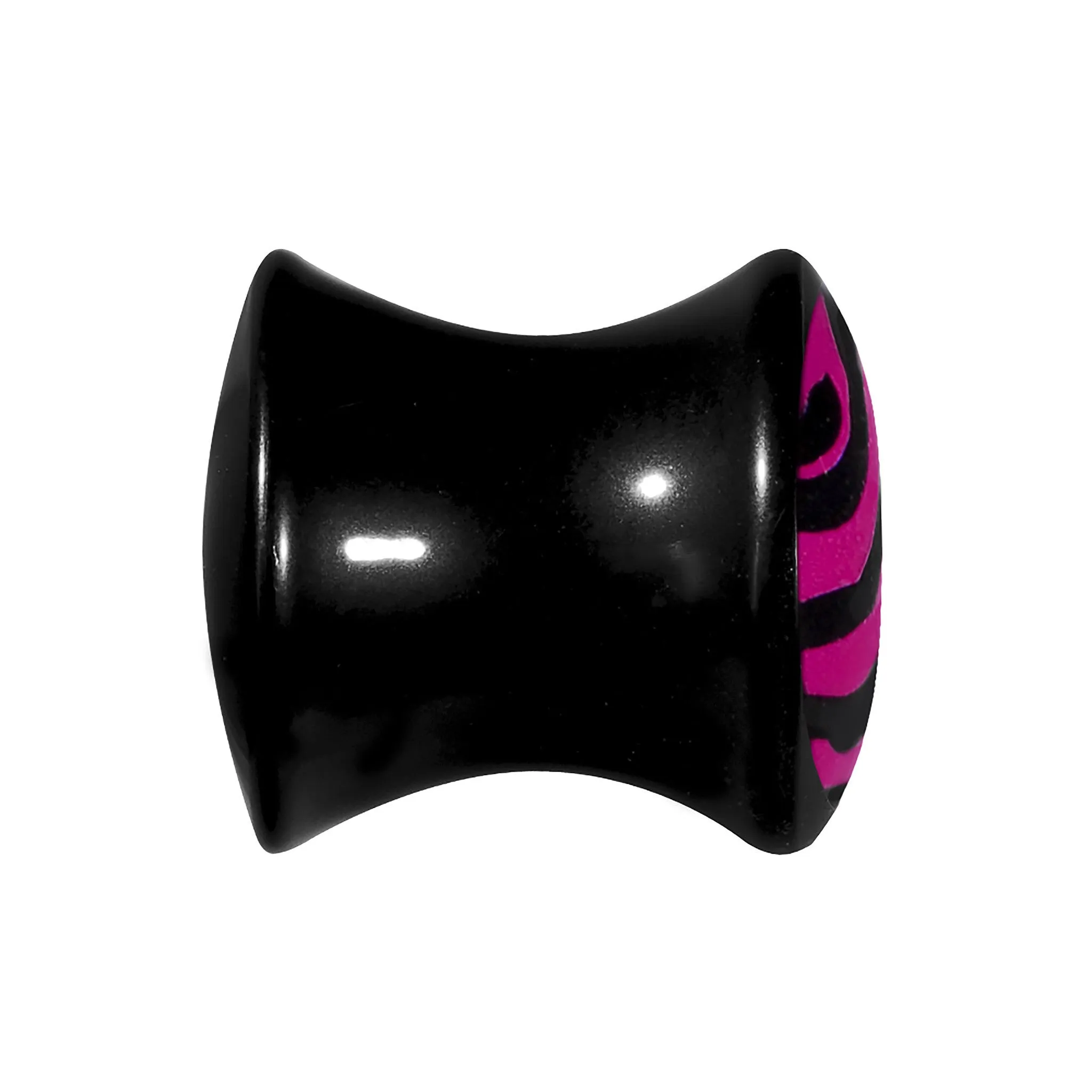 00 Gauge Acrylic Pink Black Zebra Saddle Plug
