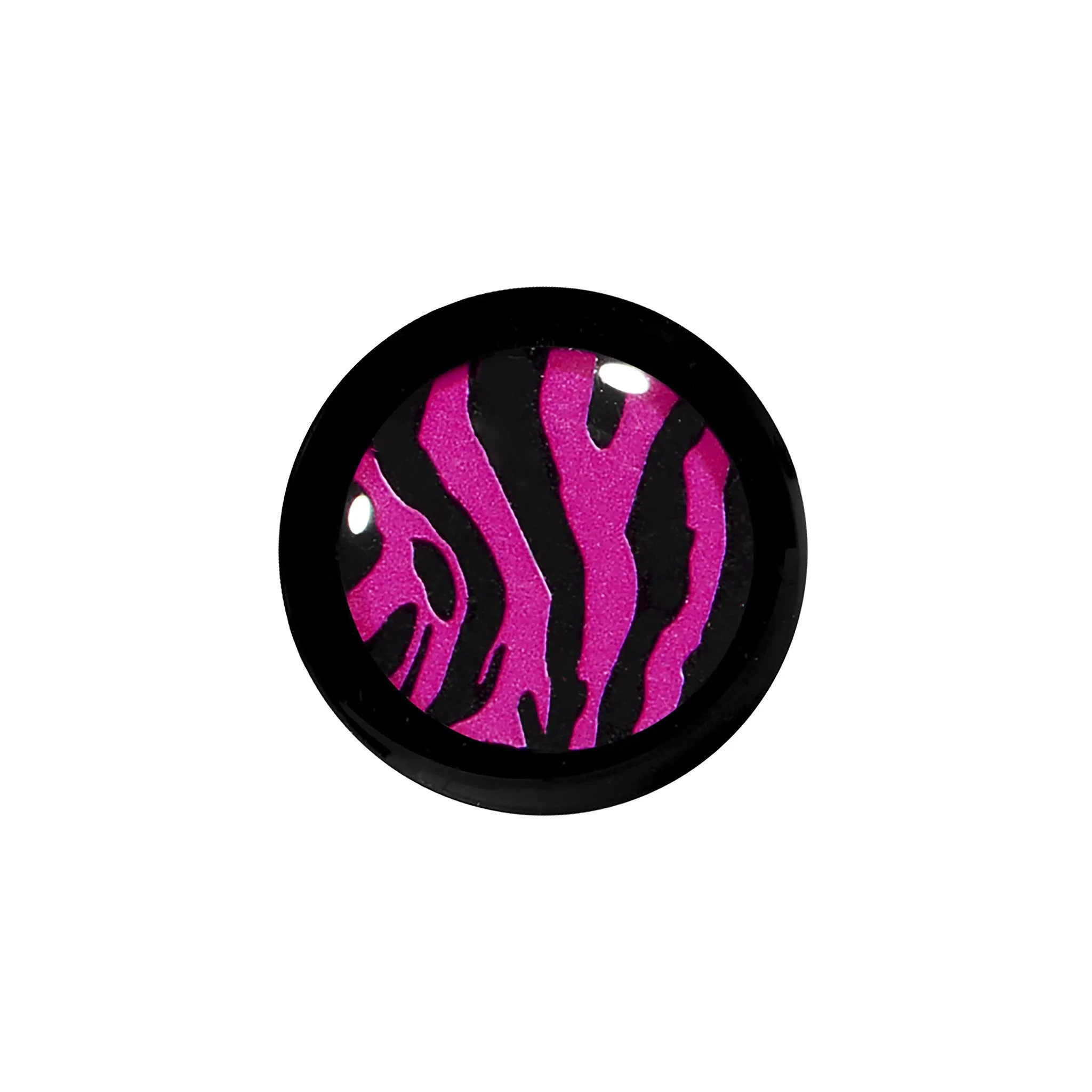 00 Gauge Acrylic Pink Black Zebra Saddle Plug
