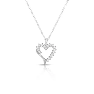 0.22Ct Diamond Heart Pendant, 18" Gold Chain in 14K Gold