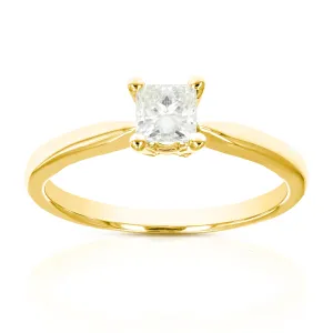 0.52 cttw Princess Diamond Engagement Ring in 14K Yellow Gold
