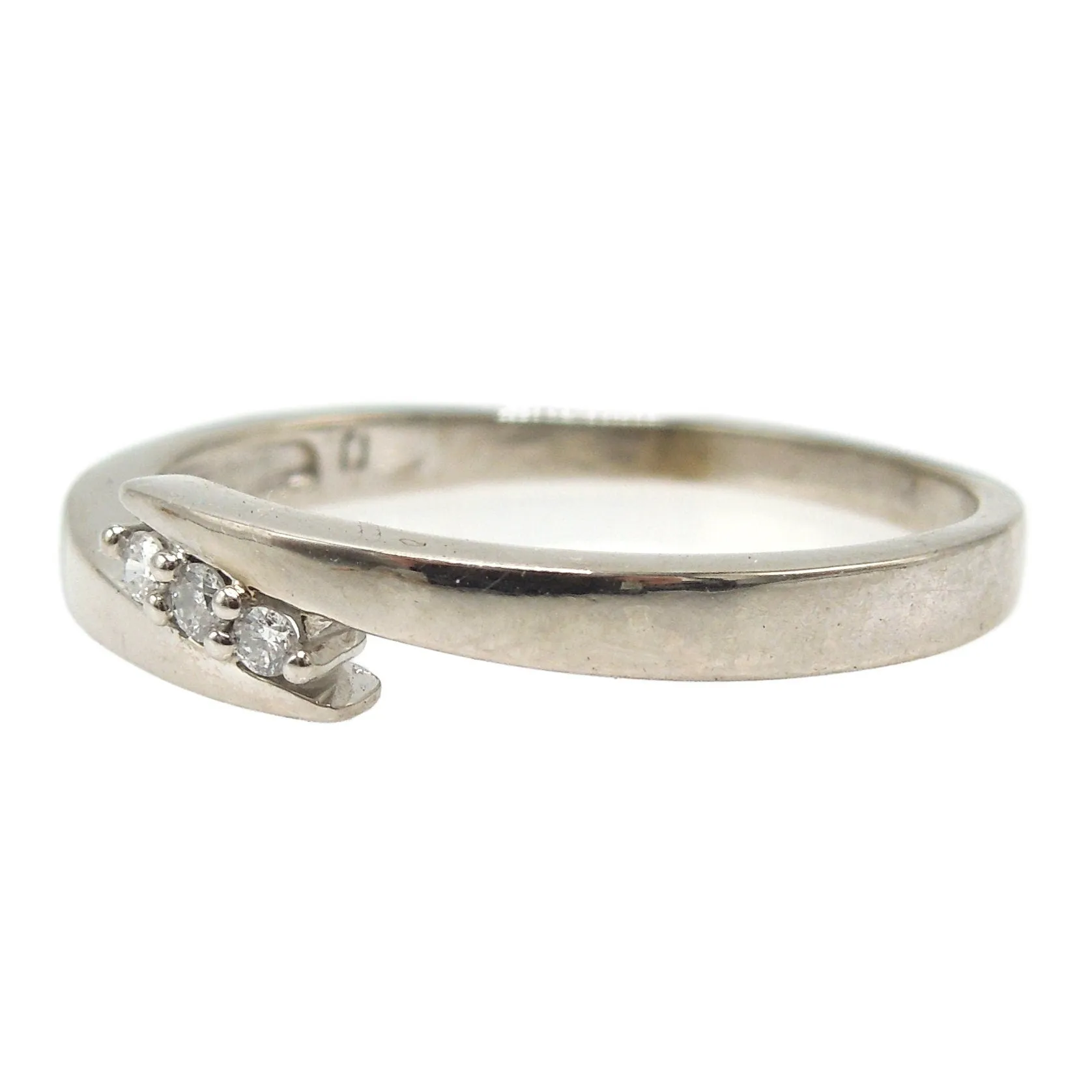 10K White Gold and Diamond Bypass Ring
