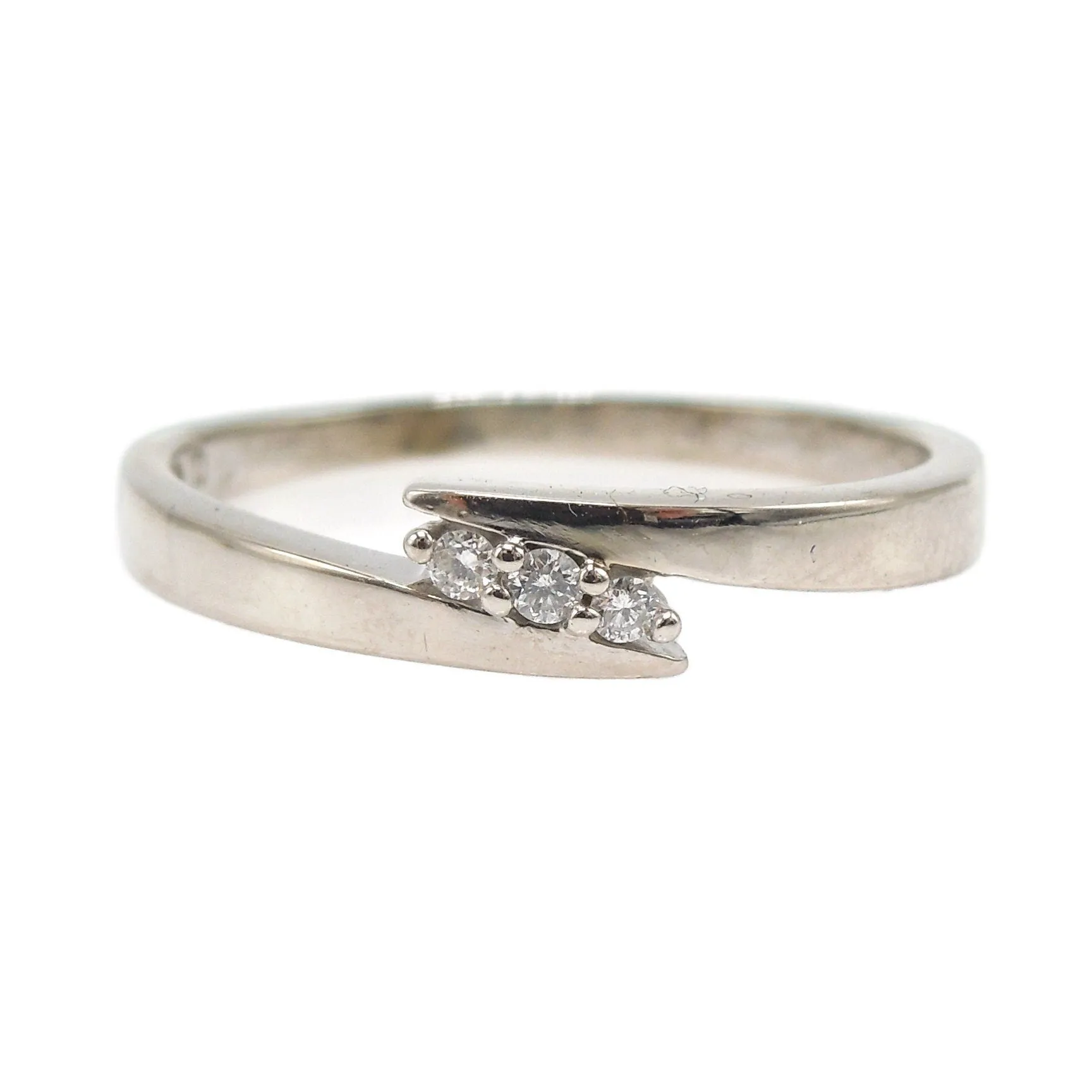10K White Gold and Diamond Bypass Ring