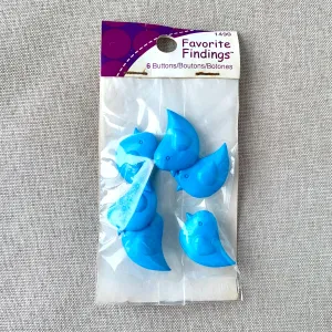 1490 Tweet Blue Bird - Favorite Findings - 1 Hole Shank Button - - Blue