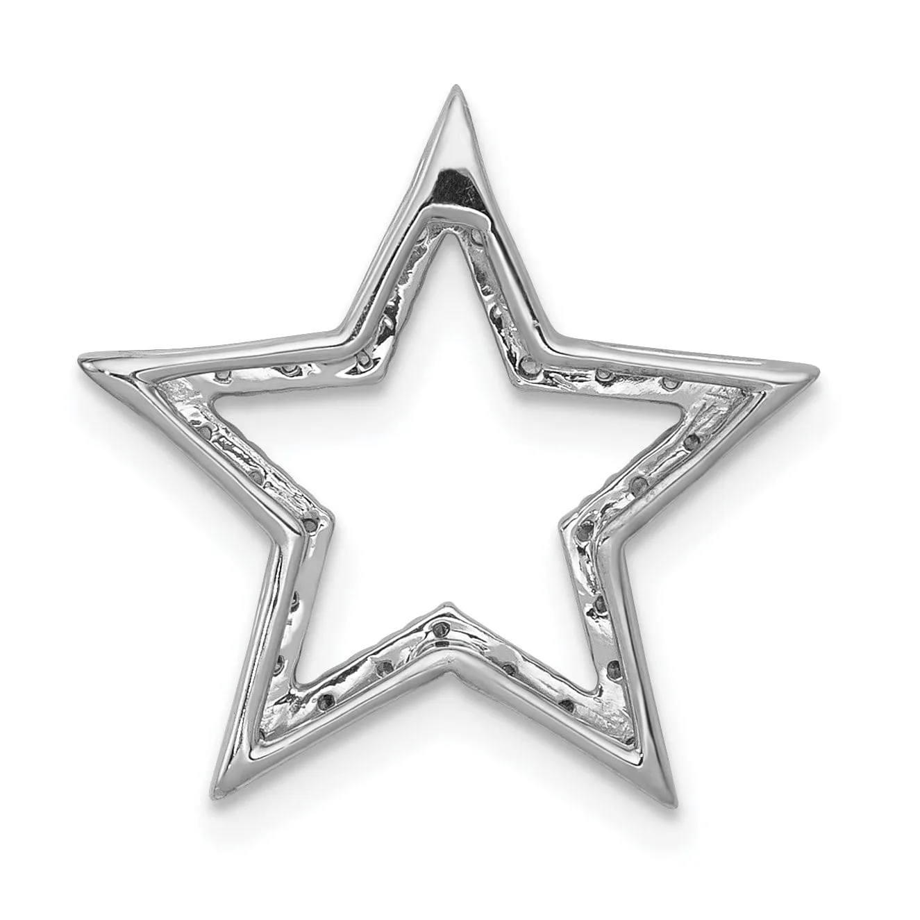 14k White Gold Polished Finish 0.09CT Diamond Star Chain Slide Pendant
