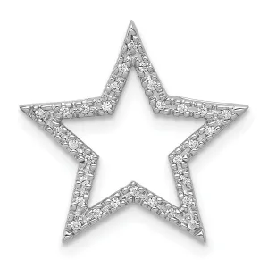 14k White Gold Polished Finish 0.09CT Diamond Star Chain Slide Pendant