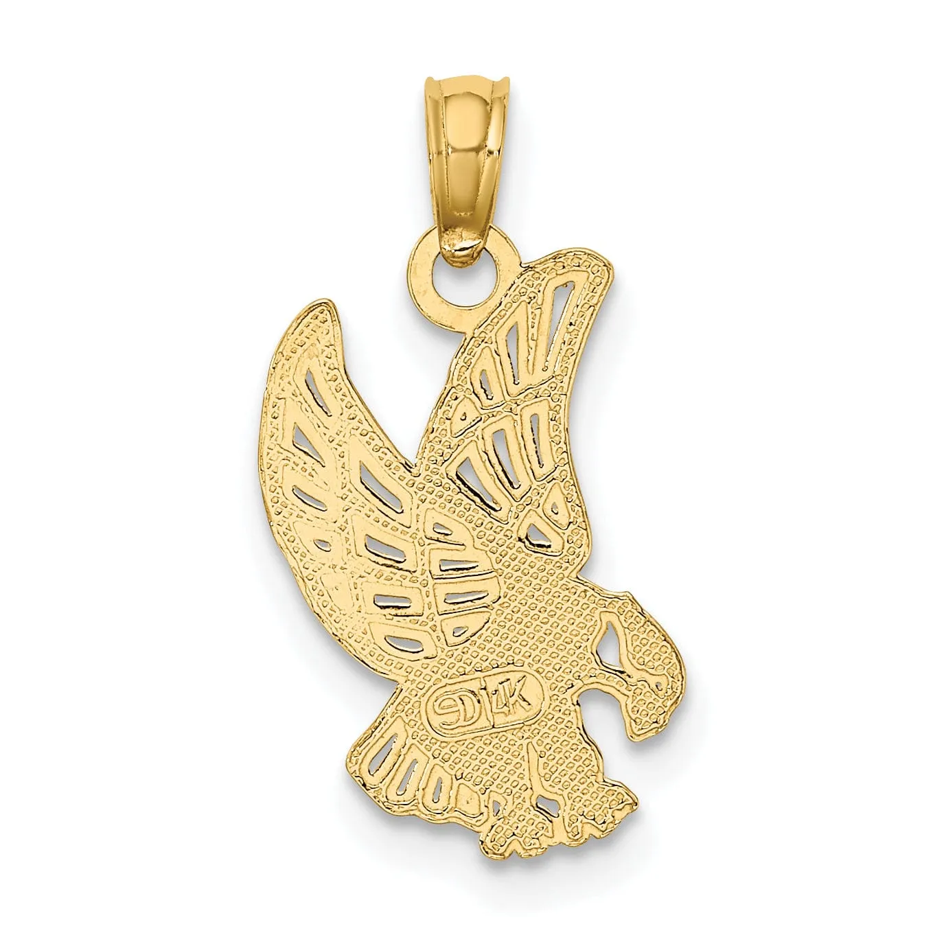 14K Yellow Gold Textured Polished Finish Eagle Landing Design Charm Pendant
