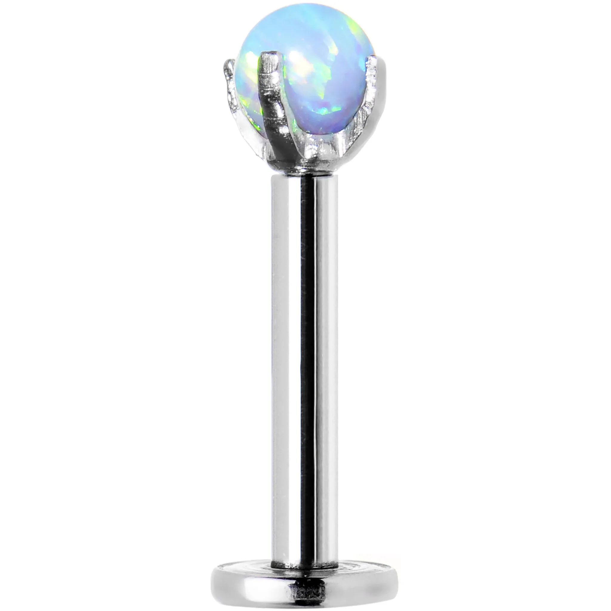 16 Gauge 5/16 3mm Blue Synthetic Opal Internally Threaded Labret