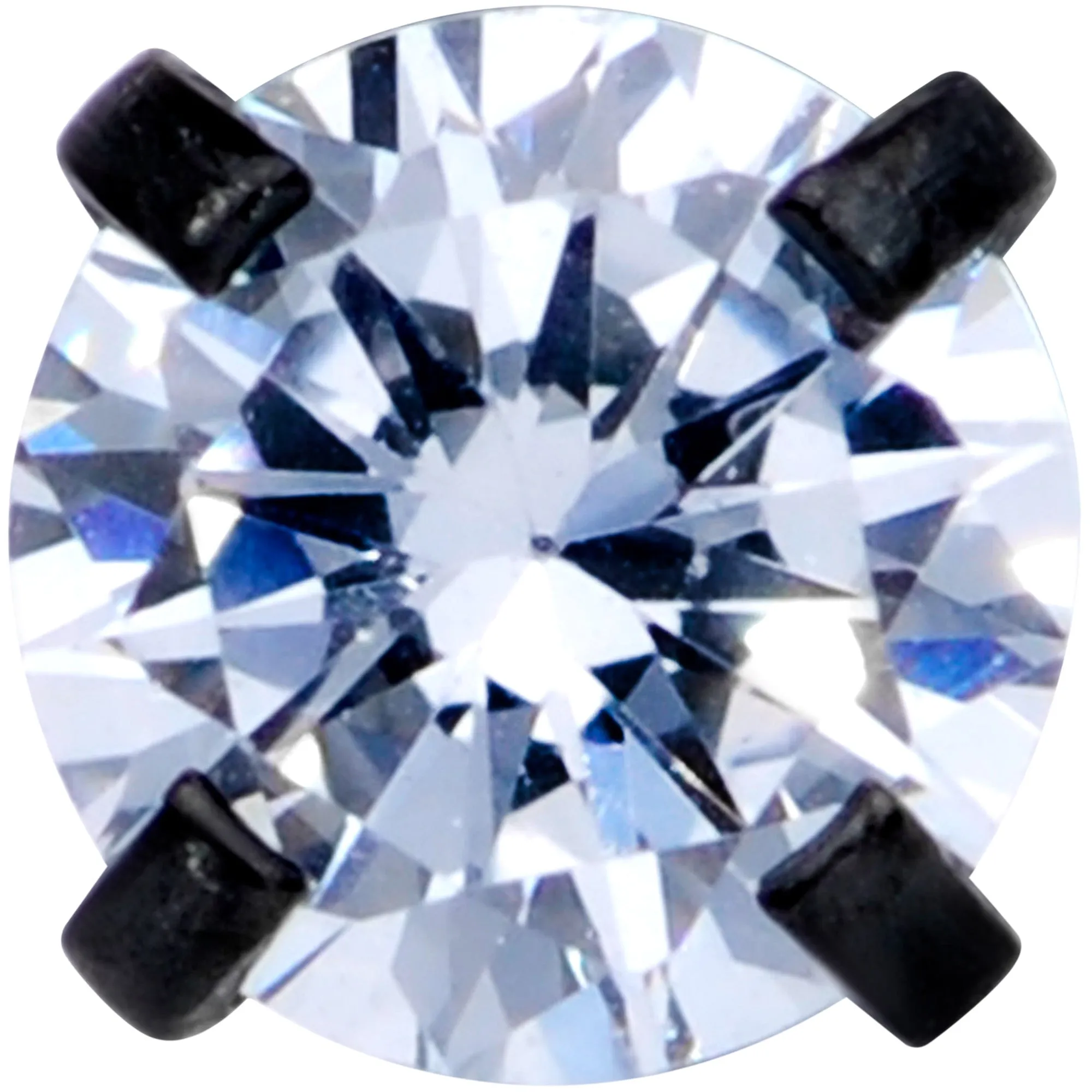 16 Gauge 5/16 CZ Gem Black 3mm Threadless Push In Labret Tragus