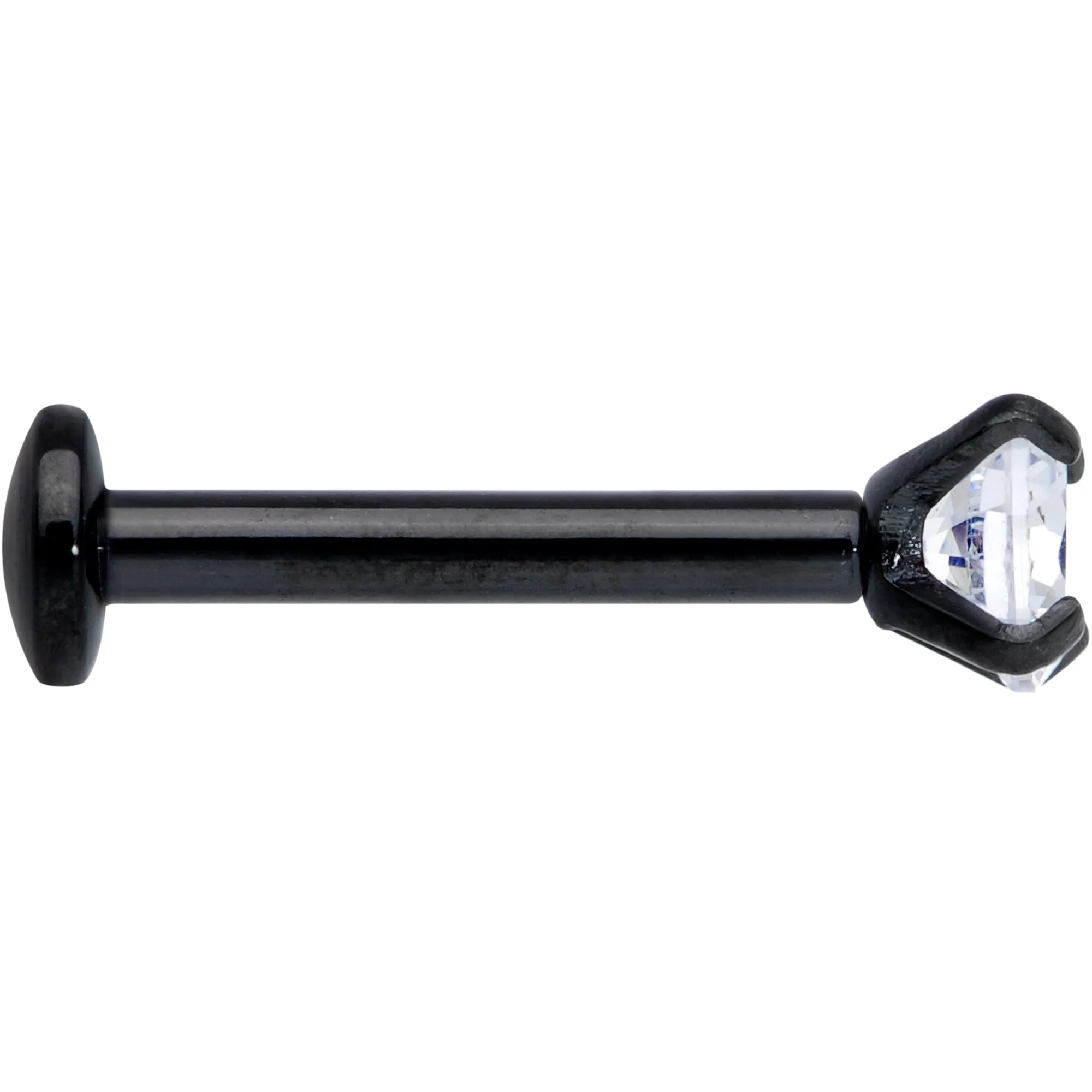 16 Gauge 5/16 CZ Gem Black 3mm Threadless Push In Labret Tragus