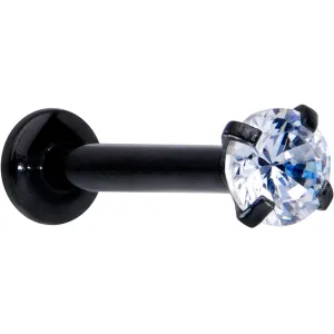 16 Gauge 5/16 CZ Gem Black 3mm Threadless Push In Labret Tragus