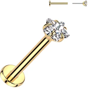 18 Gauge 5/16 3mm CZ Star Gold PVD Medical Grade Titanium Flat Back Earring