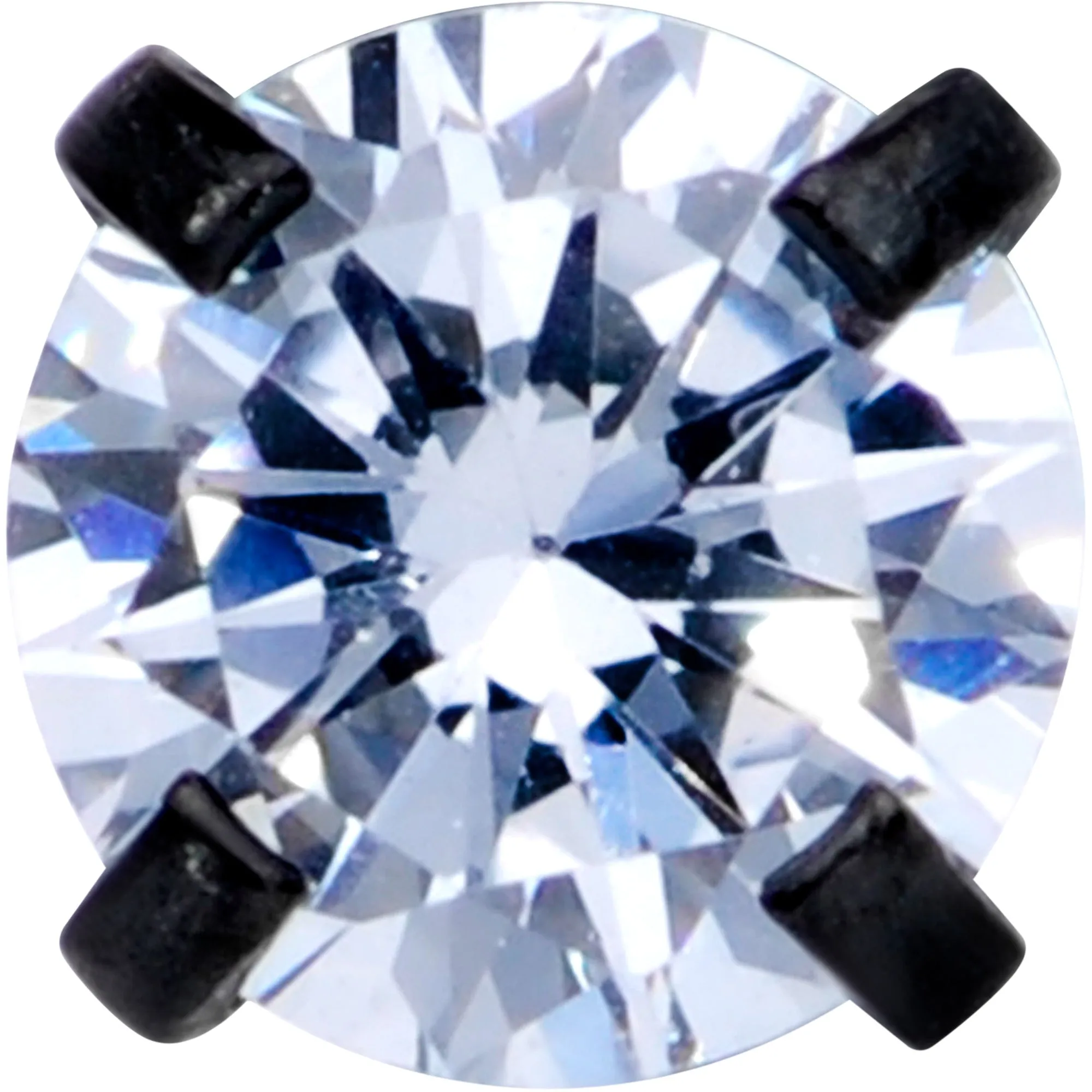18 Gauge 5/16 CZ Gem Black 3mm Threadless Push In Labret Tragus