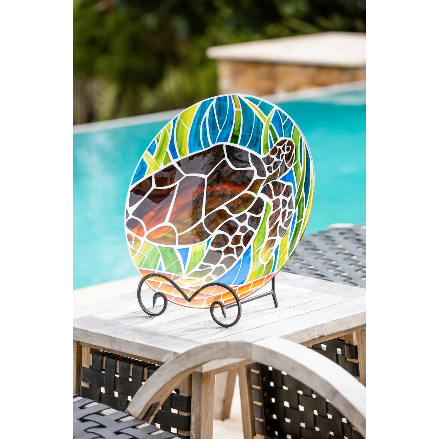 18" Art Nouveau Bird Bath, Tortoise,2gb1182