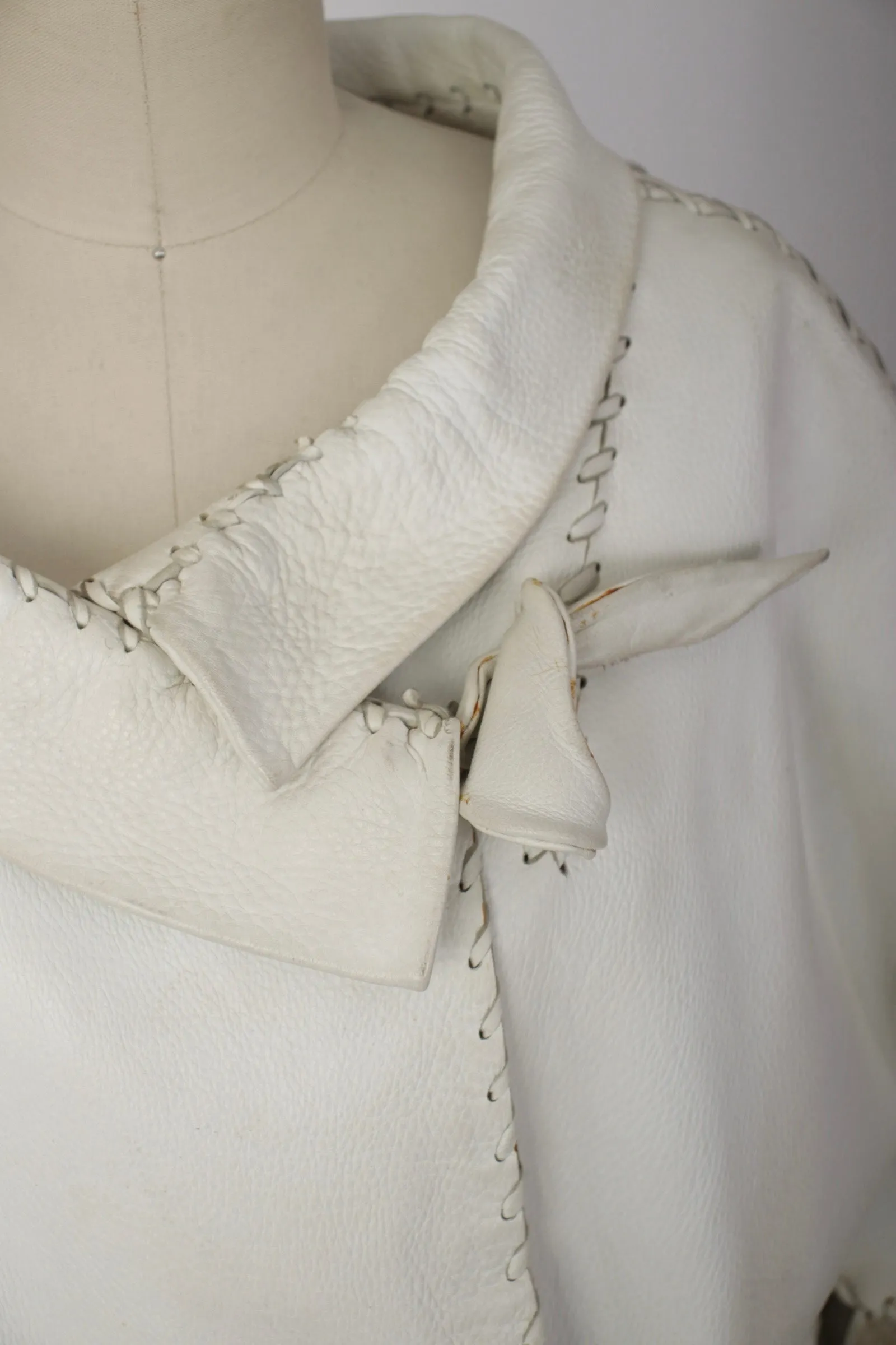1950s Leather & Shearling Whipstitch Coat