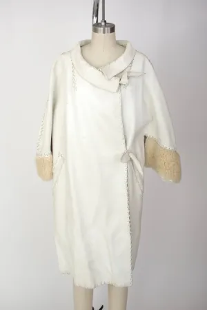 1950s Leather & Shearling Whipstitch Coat
