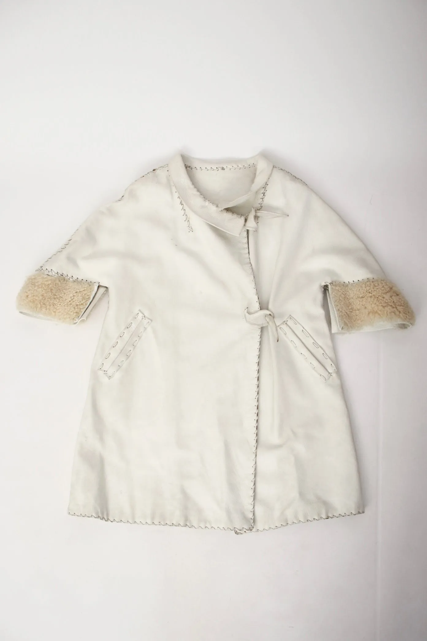 1950s Leather & Shearling Whipstitch Coat