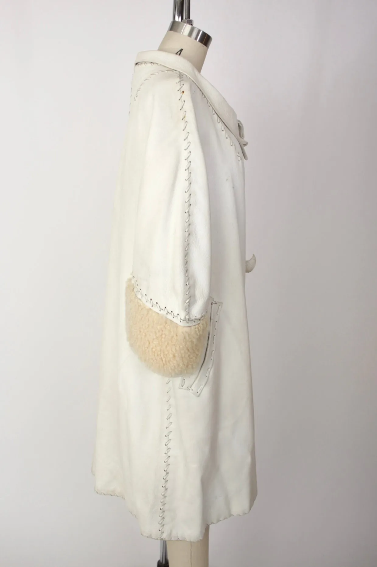 1950s Leather & Shearling Whipstitch Coat