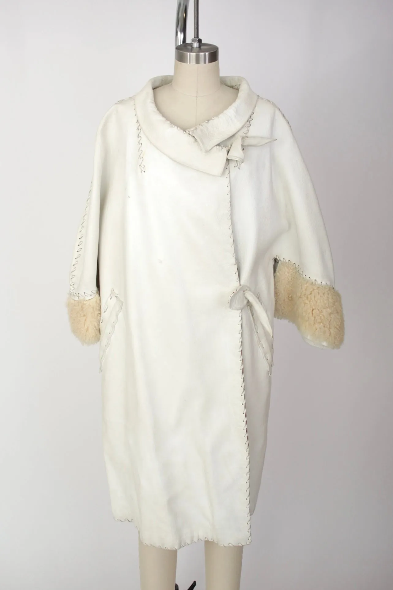 1950s Leather & Shearling Whipstitch Coat
