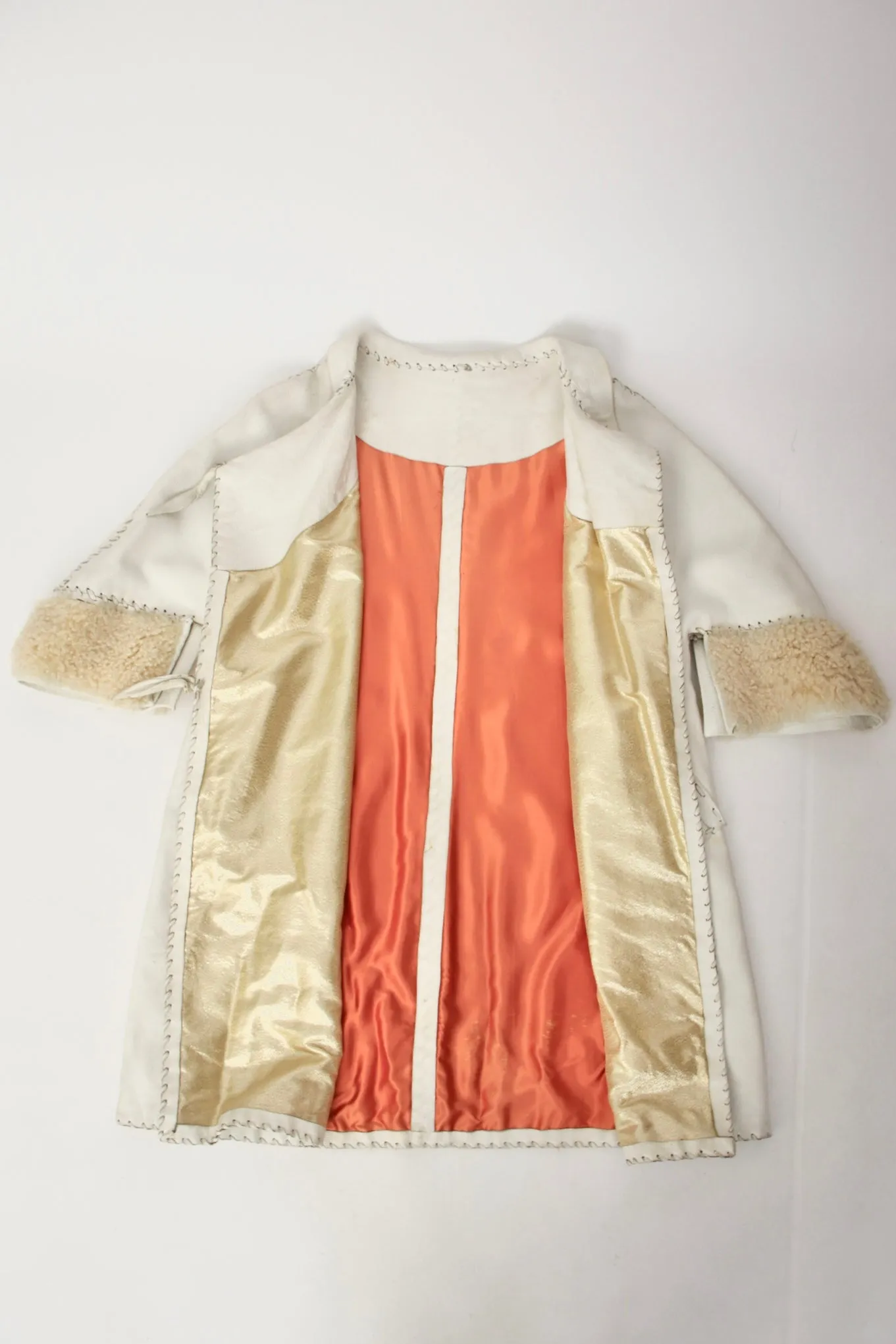 1950s Leather & Shearling Whipstitch Coat