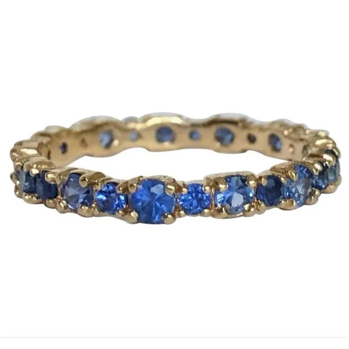 2.10 Carat Ceylon Sapphire Engagement Eternity Wedding Band Ring Gold