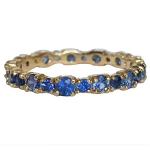 2.10 Carat Ceylon Sapphire Engagement Eternity Wedding Band Ring Gold