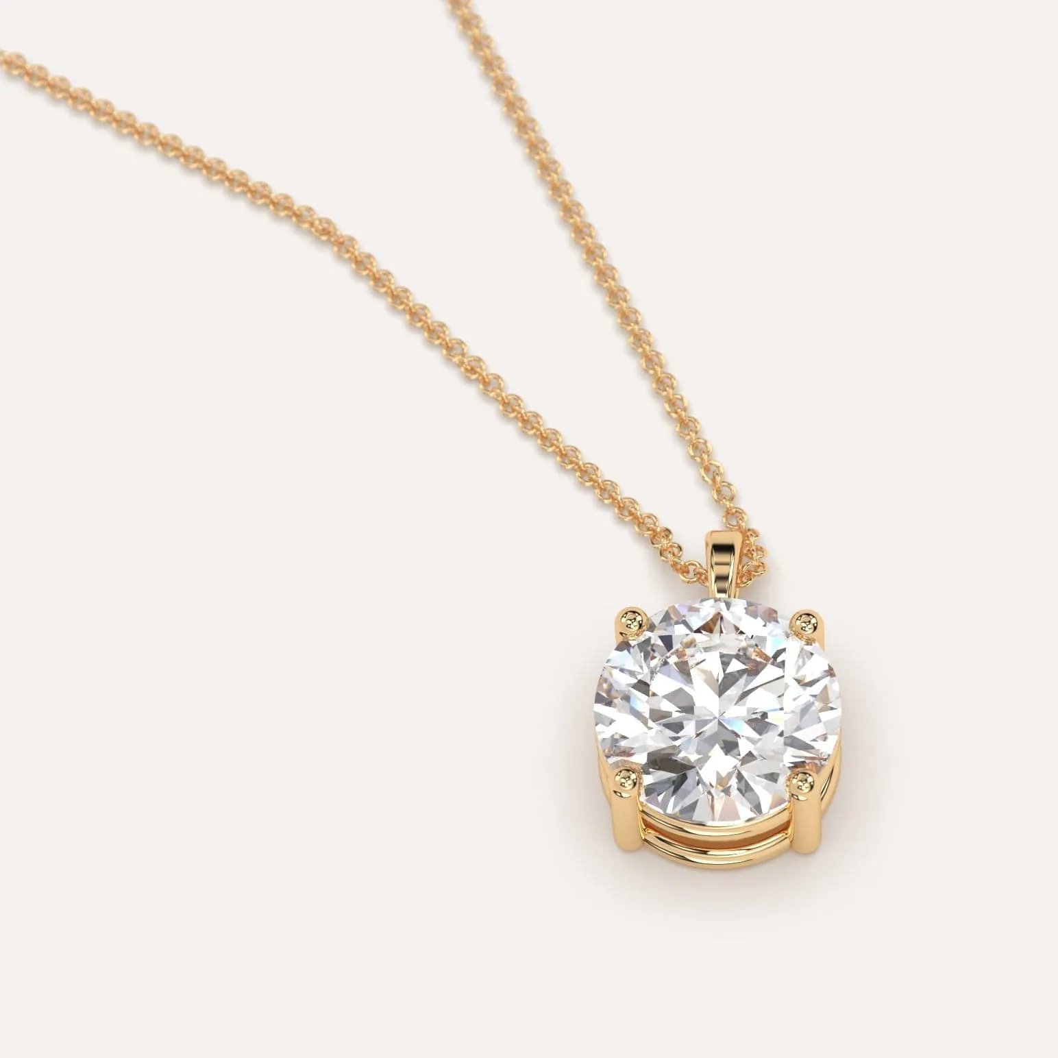 3 carat Round Diamond Pendant Necklace