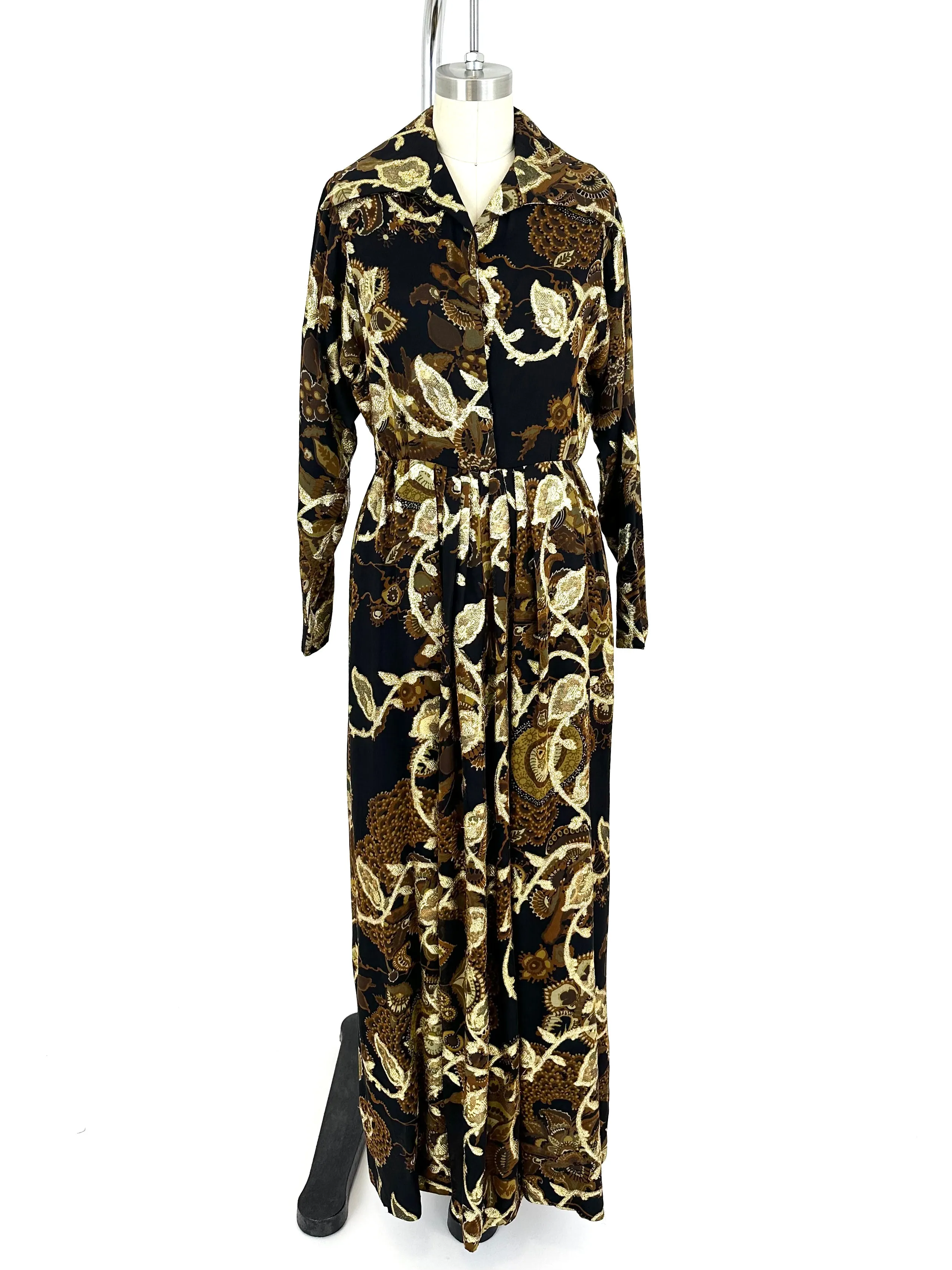 70s Bill Blass Chiffon Brocade Dress