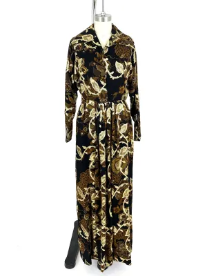 70s Bill Blass Chiffon Brocade Dress
