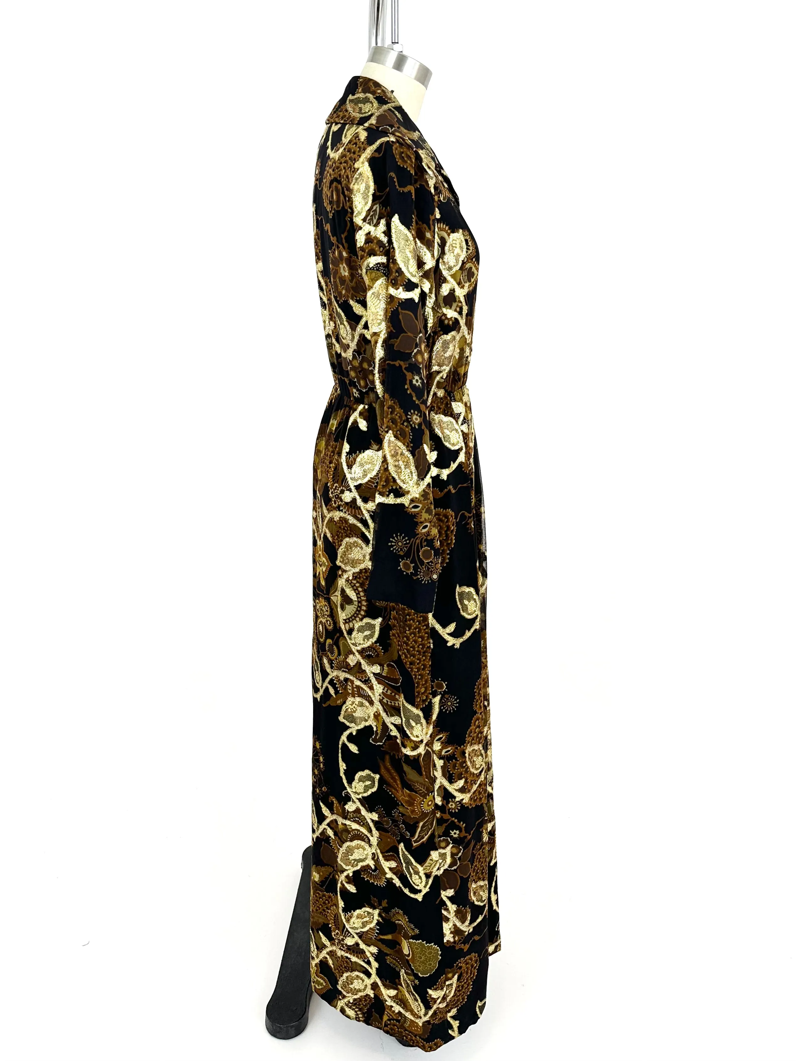 70s Bill Blass Chiffon Brocade Dress
