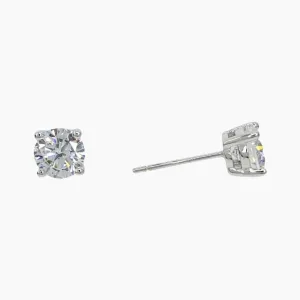 .75 Carat (each) Brilliant CZ Round Stud Earrings in Sterling Silver