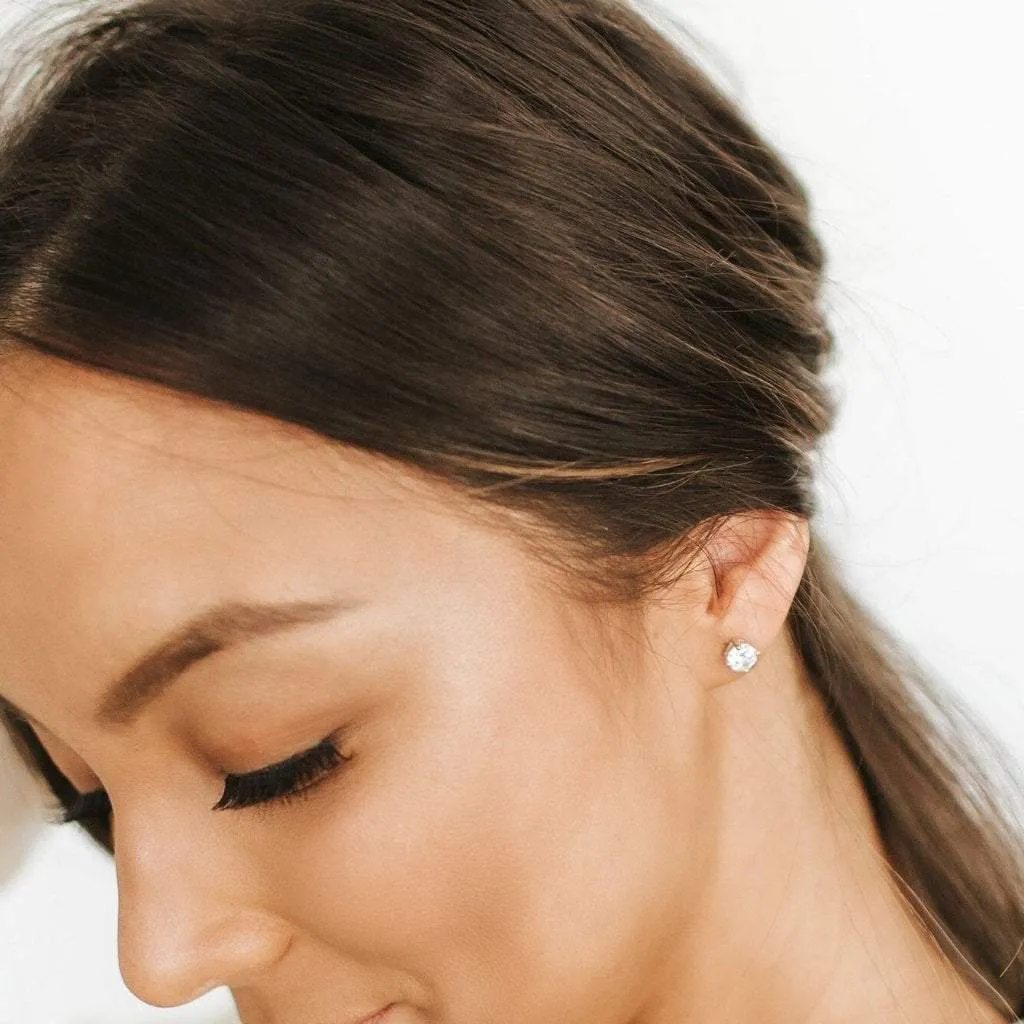 .75 Carat (each) Brilliant CZ Round Stud Earrings in Sterling Silver