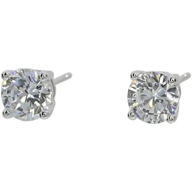 .75 Carat (each) Brilliant CZ Round Stud Earrings in Sterling Silver