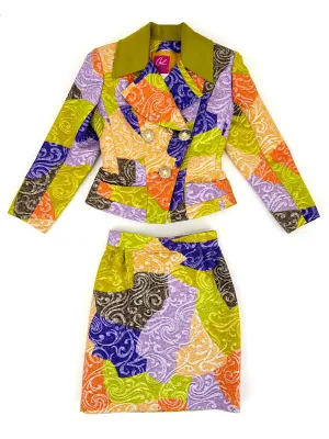 90s Christian Lacroix Brocade Rhinestone Skirt Set