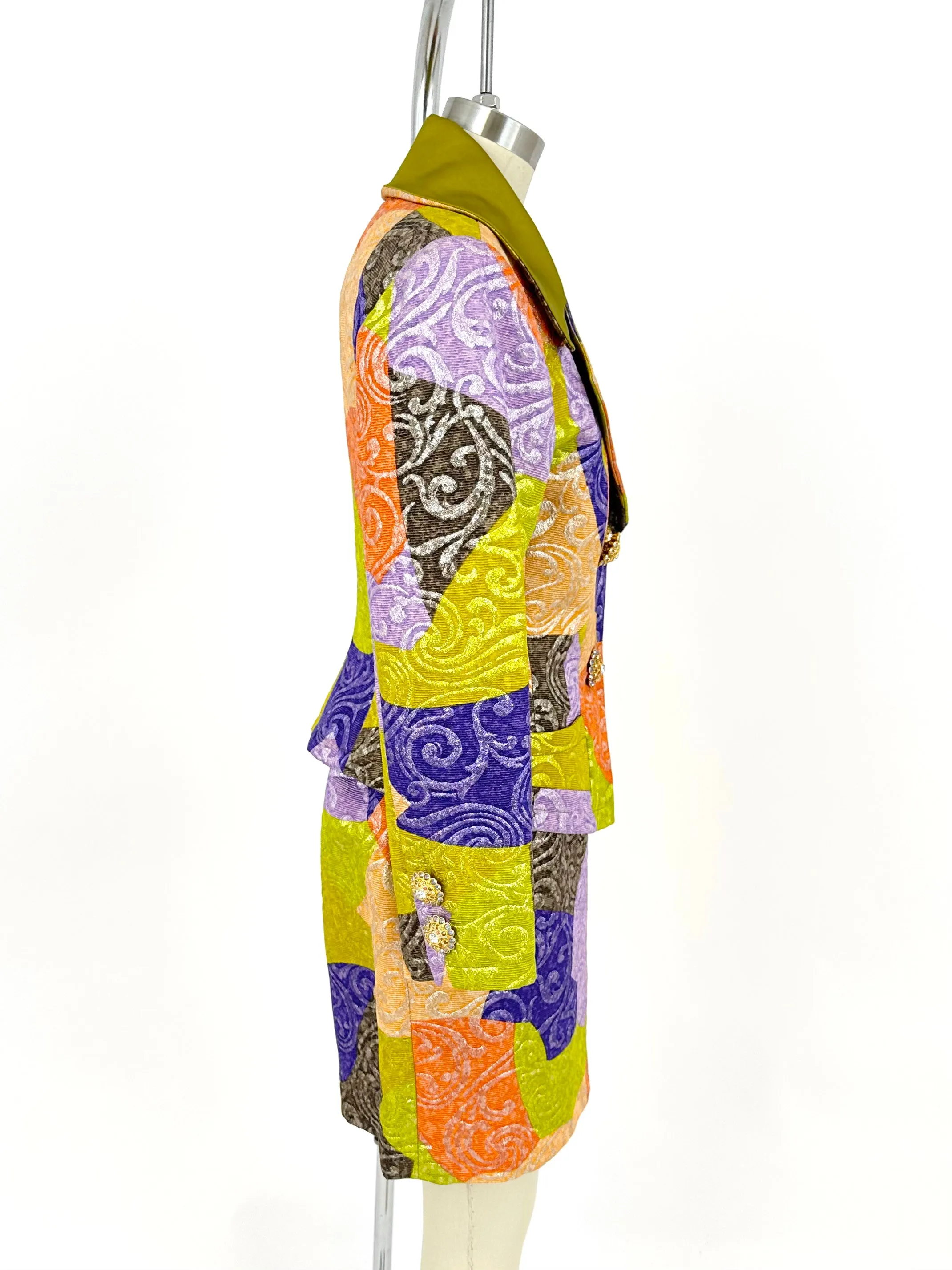 90s Christian Lacroix Brocade Rhinestone Skirt Set