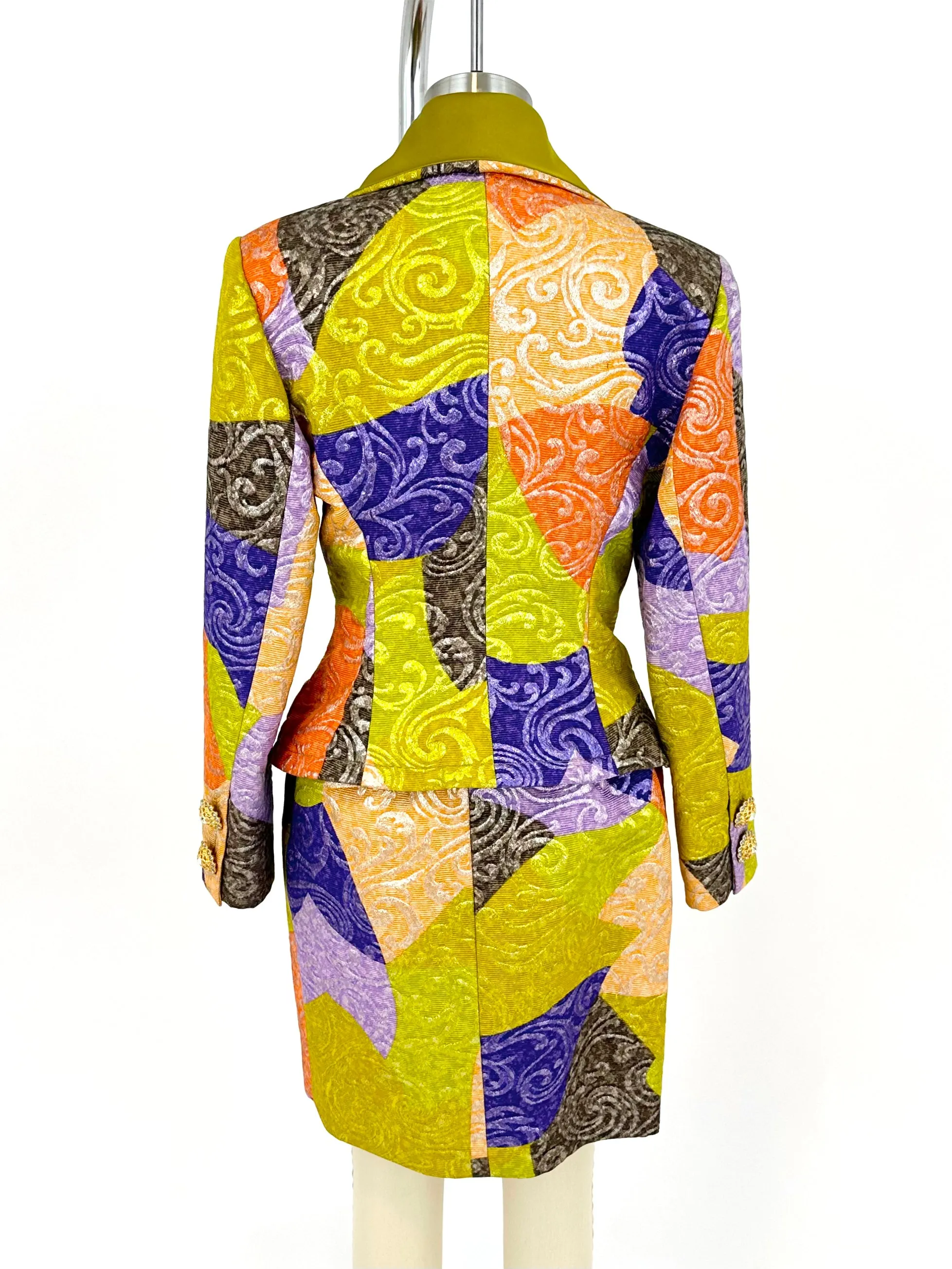 90s Christian Lacroix Brocade Rhinestone Skirt Set