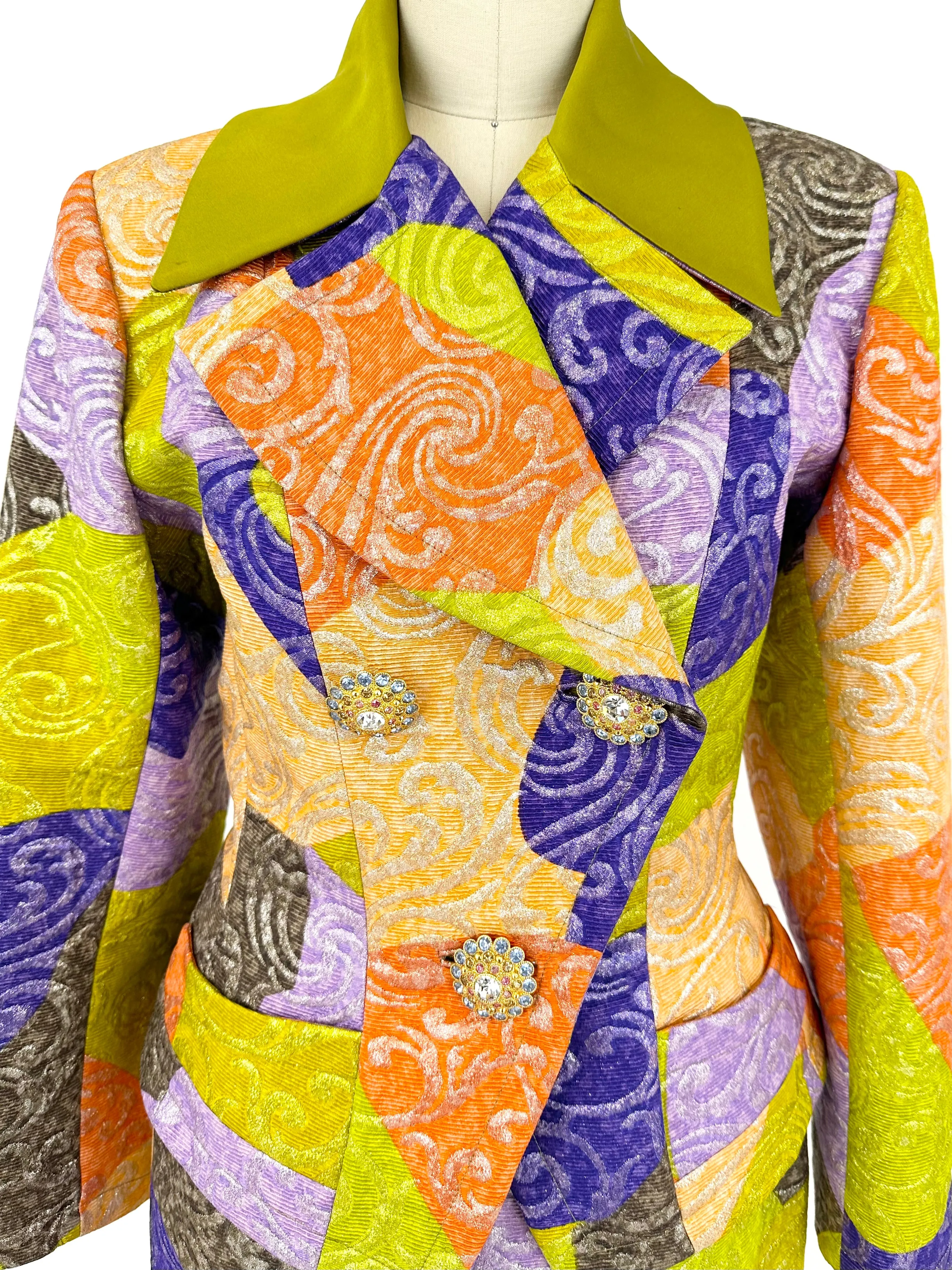 90s Christian Lacroix Brocade Rhinestone Skirt Set