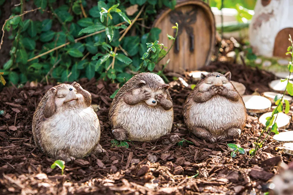 Acorn Alley Hedgehog Hear, Speak, See No Evil Statuary,3 asst,845458