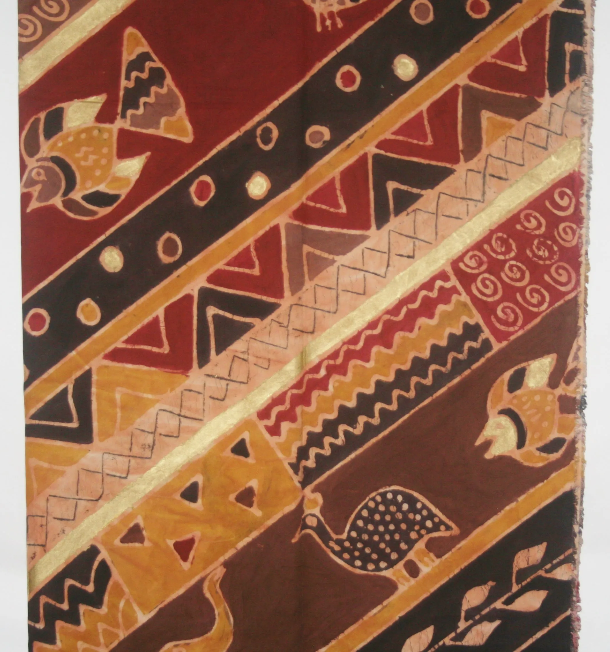 African Batik Fabric Tapestry Elephant Fish Fowl 62" W X 124" L