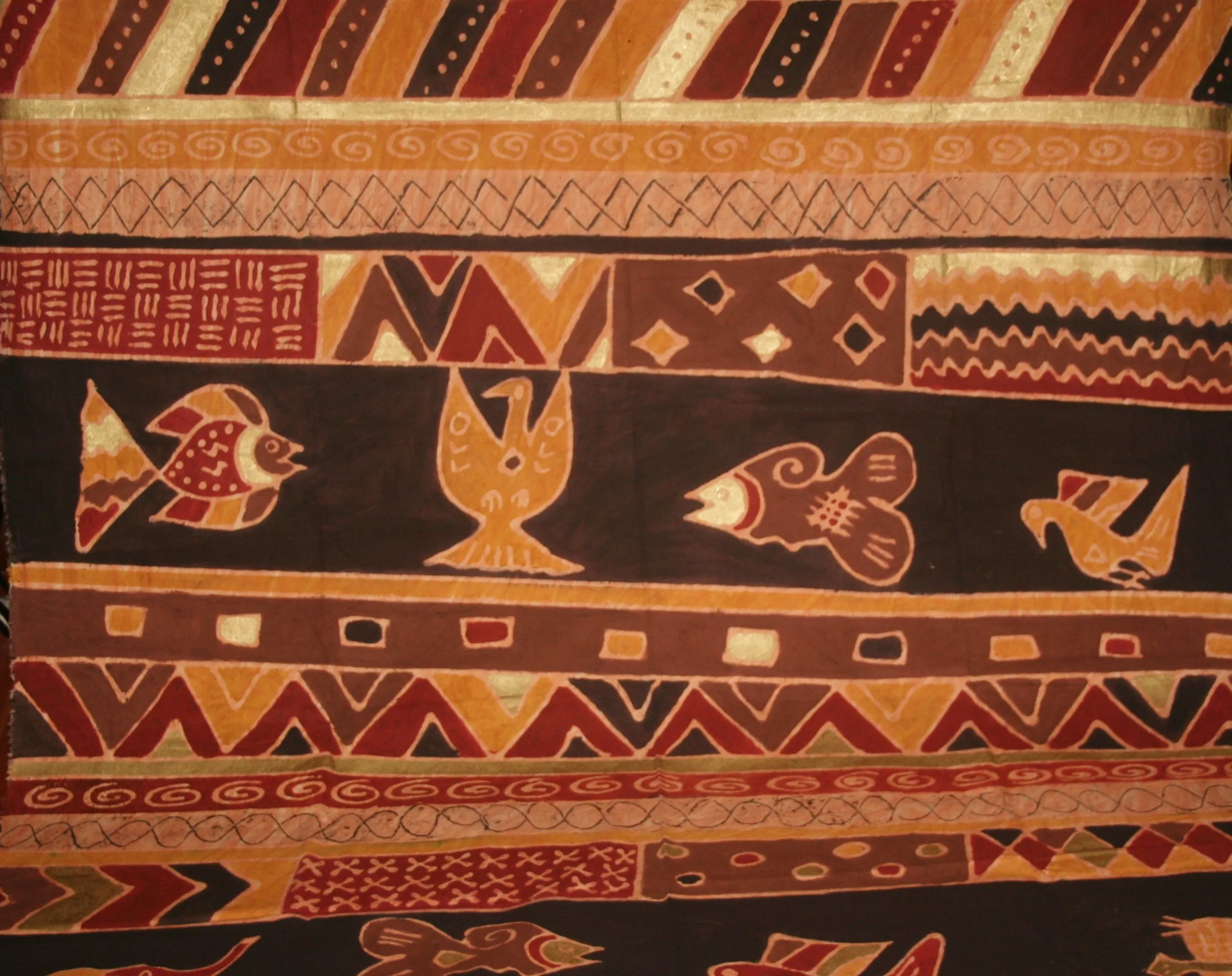 African Batik Fabric Tapestry Geometric Design