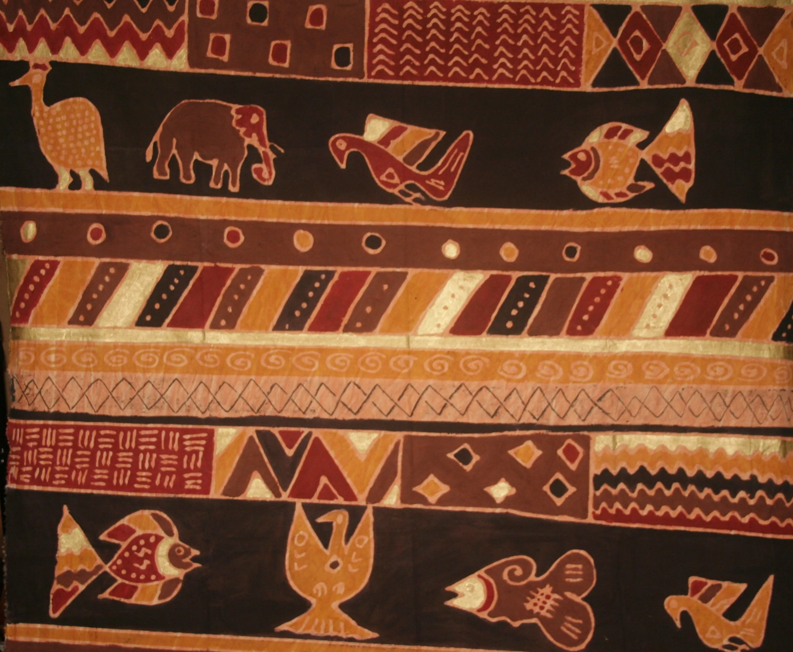 African Batik Fabric Tapestry Geometric Design