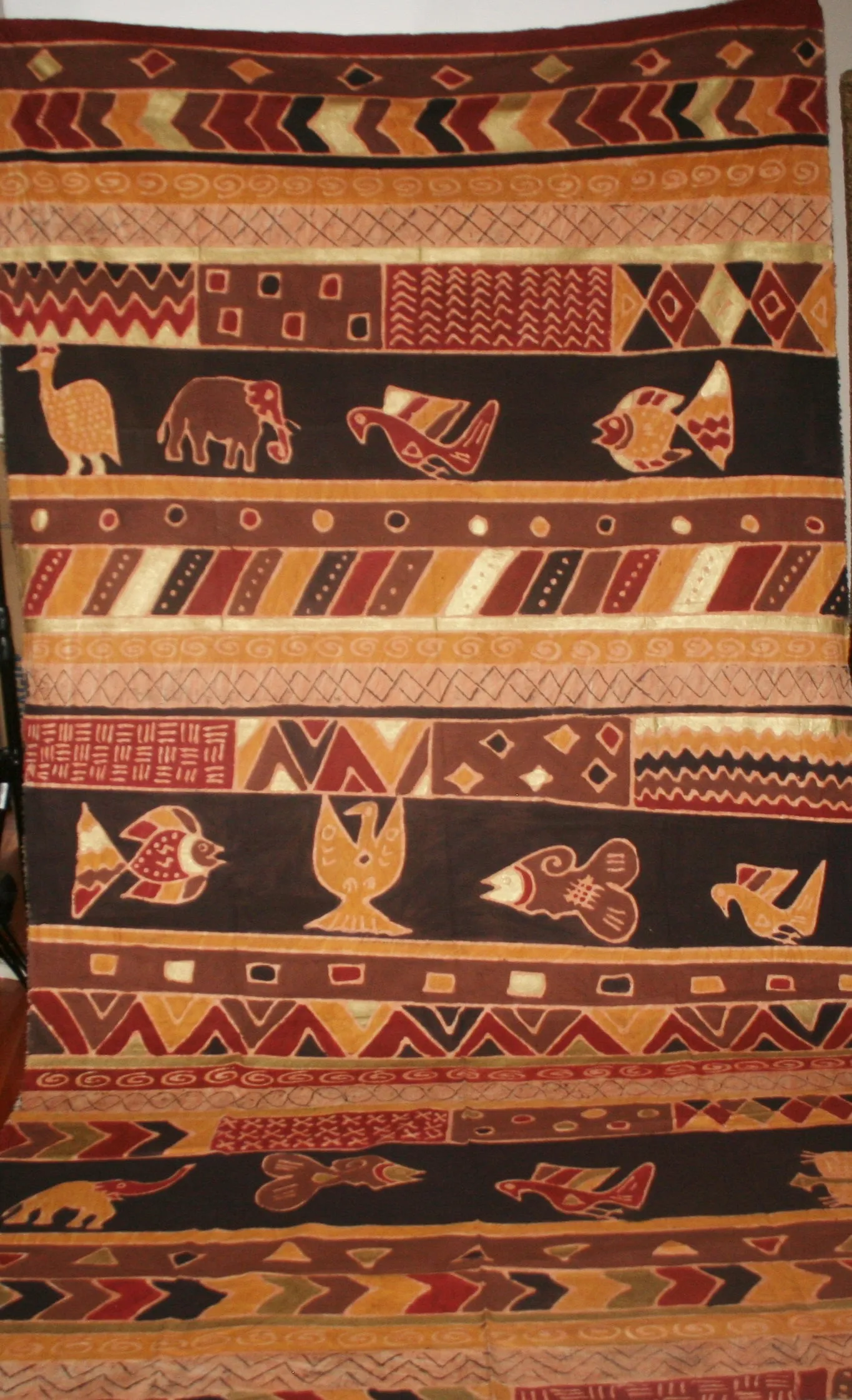 African Batik Fabric Tapestry Geometric Design