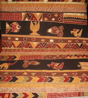 African Batik Fabric Tapestry Geometric Design