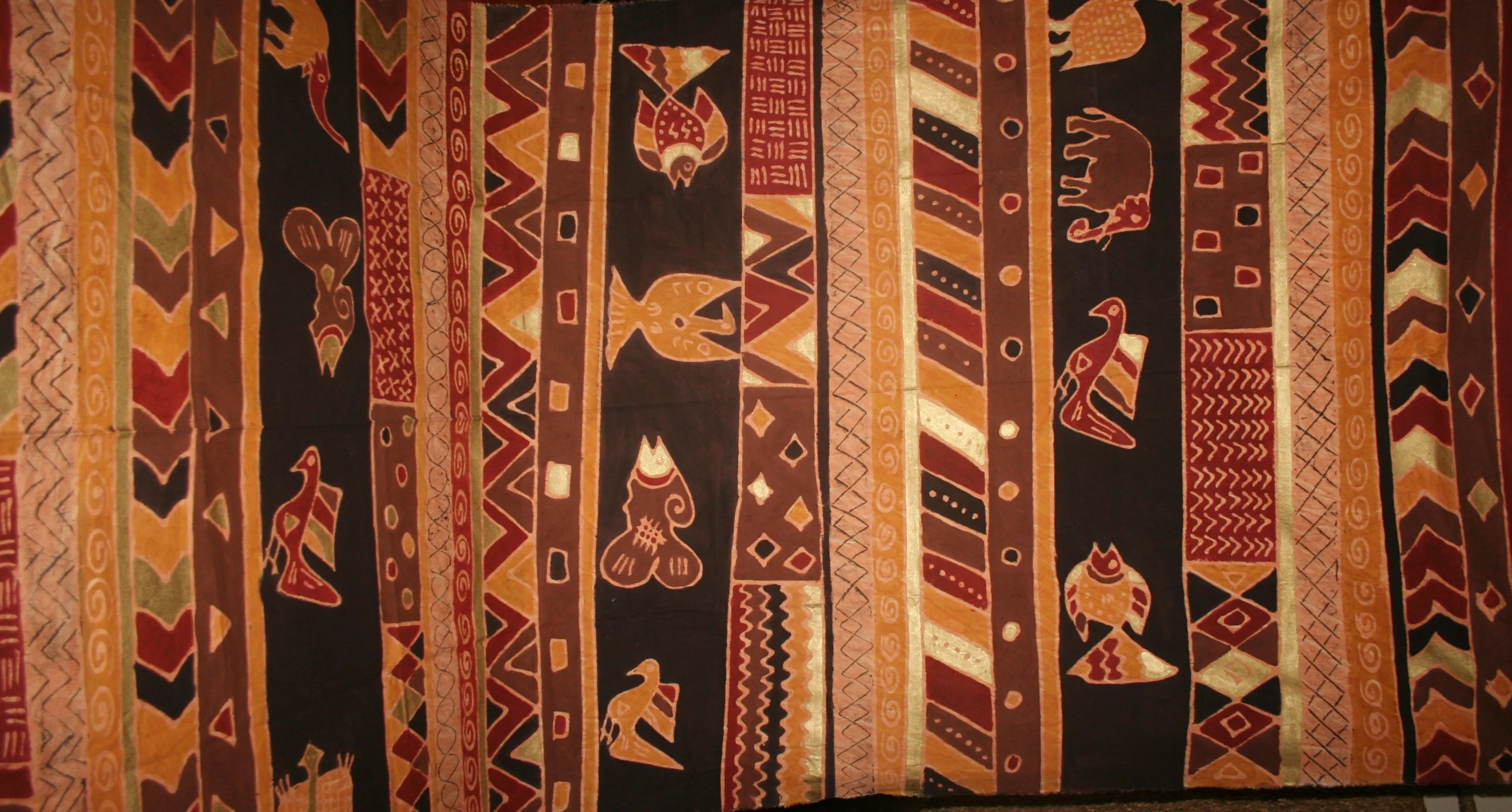 African Batik Fabric Tapestry Geometric Design