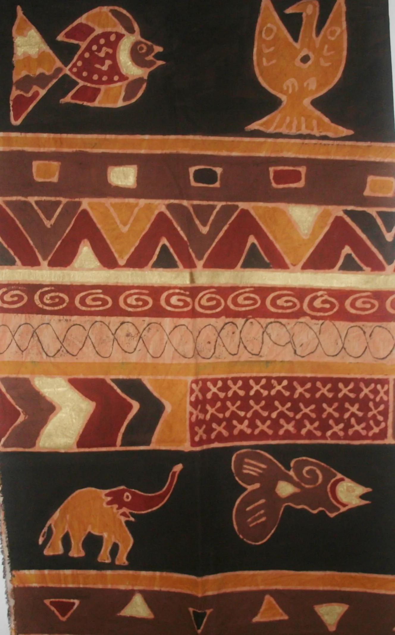 African Batik Fabric Tapestry Geometric Design