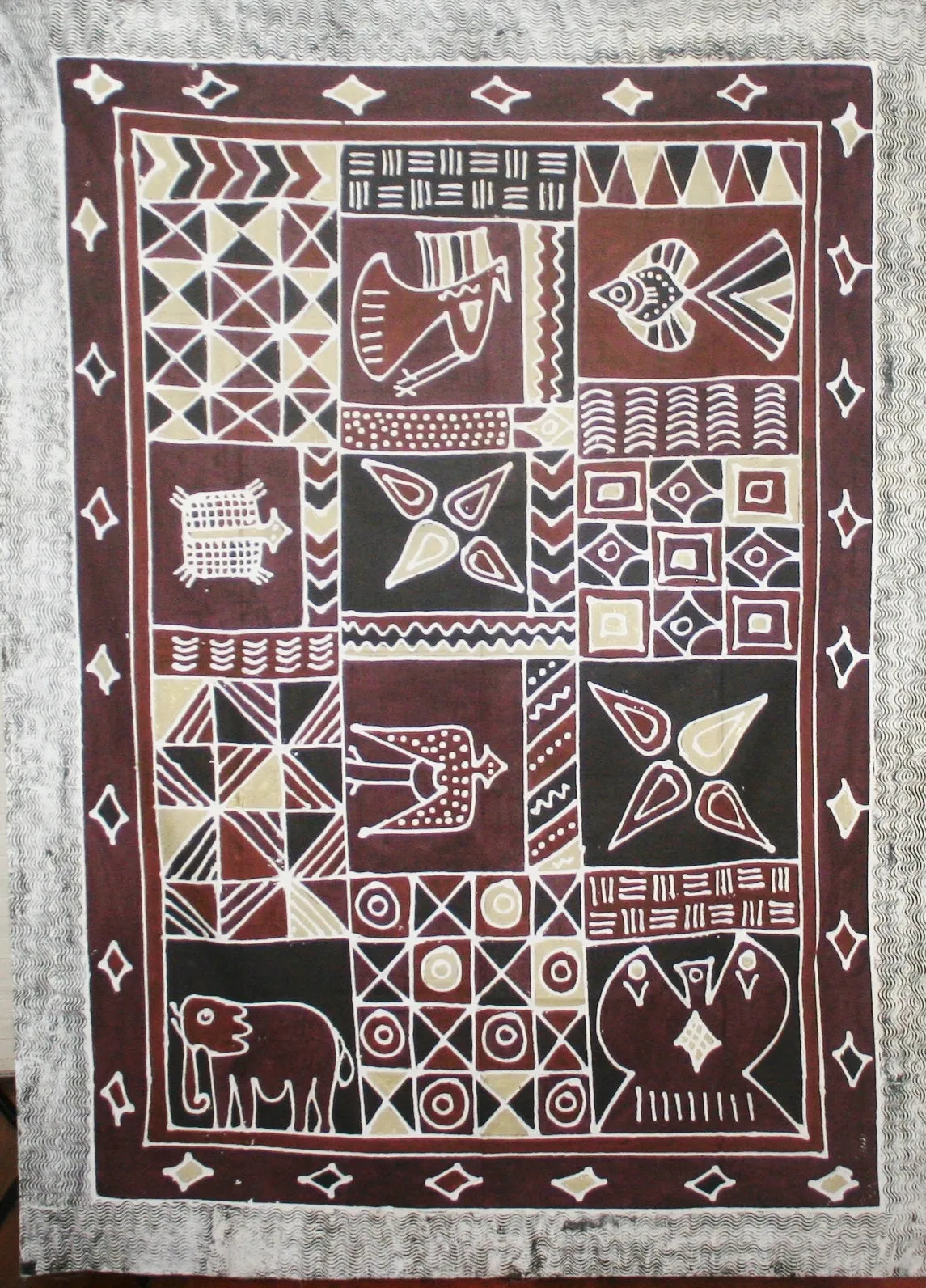 African Batik Zimbabwe Tapestry 57" X 78" Handmade
