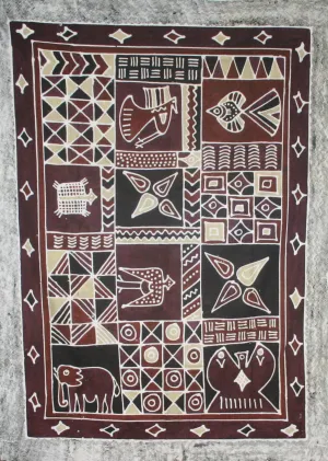 African Batik Zimbabwe Tapestry 57" X 78" Handmade