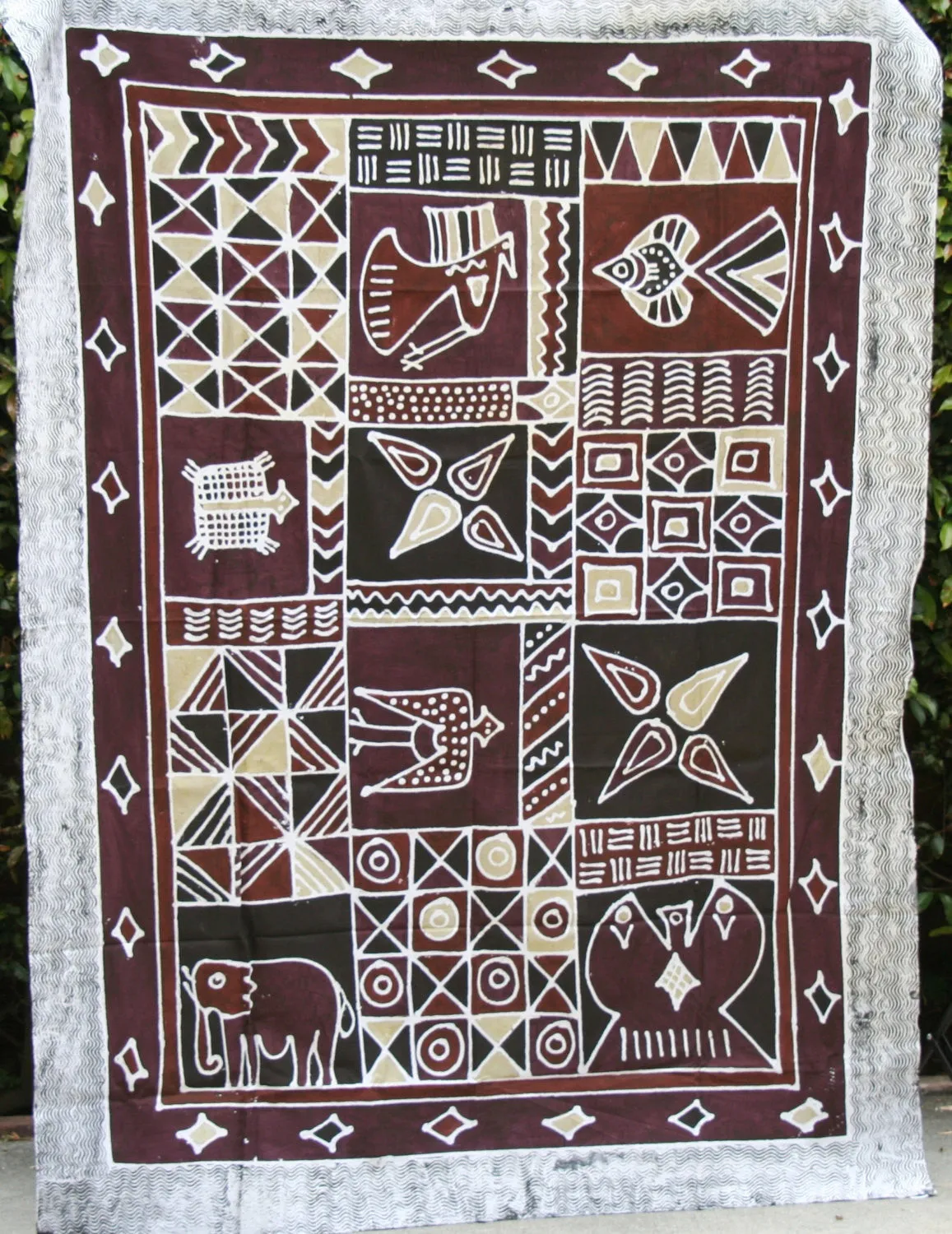 African Batik Zimbabwe Tapestry 57" X 78" Handmade