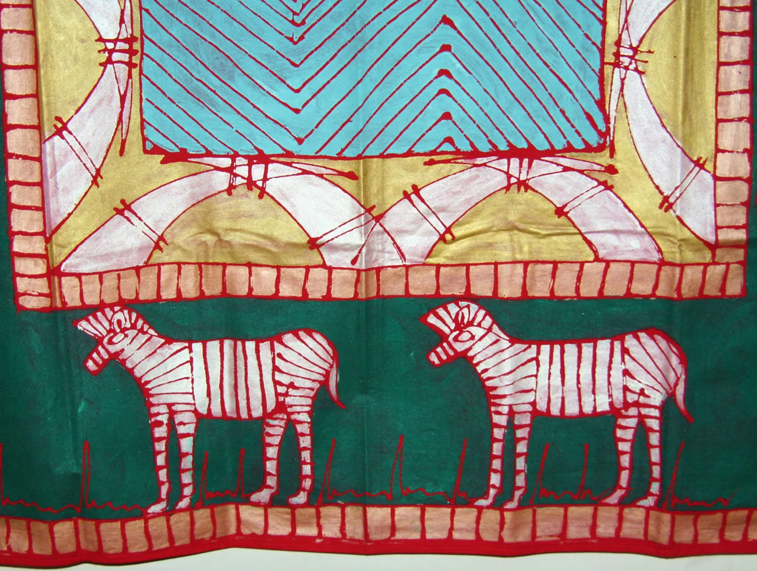 African Zebra Tapestry/Tablecloth Colors of Forest Green, Pale Gold, Periwinkle,Blue 55"X 58" South Africa