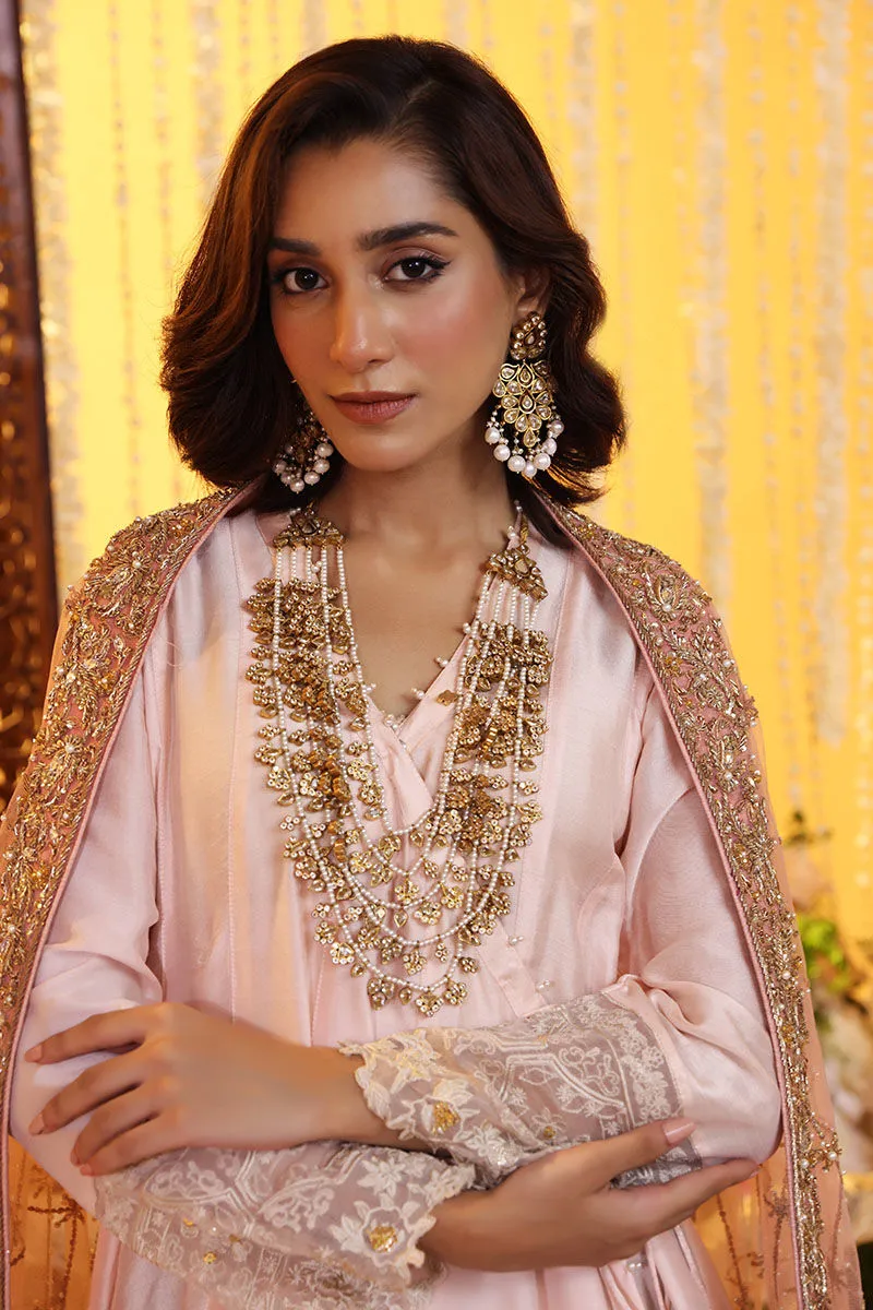 Angrakha Style Frock with Lehenga and Dupatta Dress