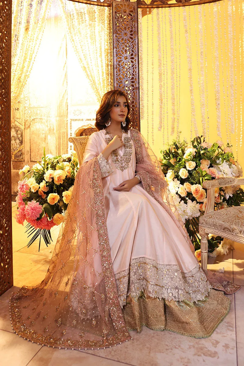 Angrakha Style Frock with Lehenga and Dupatta Dress